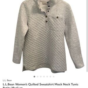 L.L. Bean Women's Quilted Sweatshirt Mock Neck Tunic Petite Small